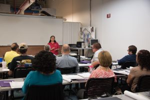Instructor Tei Kucharski teaches an Introduction to Building Efficiency Performance, photo