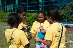 Students participate in an educational activity.