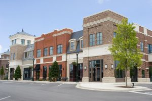 A beautiful new upscale shopping center with no tenants.