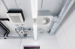 Heating and ventilation system in modern office building.
