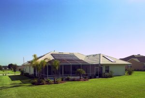 Zero Energy Home, or ZEH, in Lakeland Florida photo with pv and solar water heating on the roof