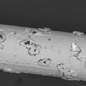 Macro view of diamond wire with a damaged Ni coating.