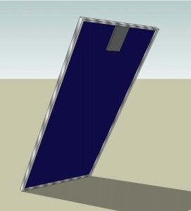 Drawing of stand-alone PV module, viewed from rear, with micro-inverter.