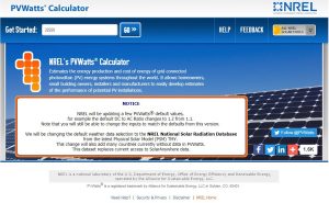 NREL PVWatts Calculator screen capture