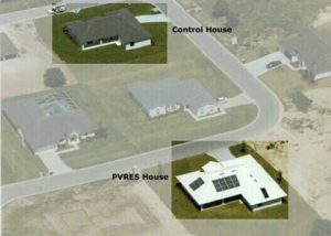 Picture of an aerial photo showing two homes used in the Lakeland ZEH project.