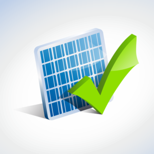 solar PV cell and green checkmark