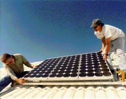 pv being installed on a roof
